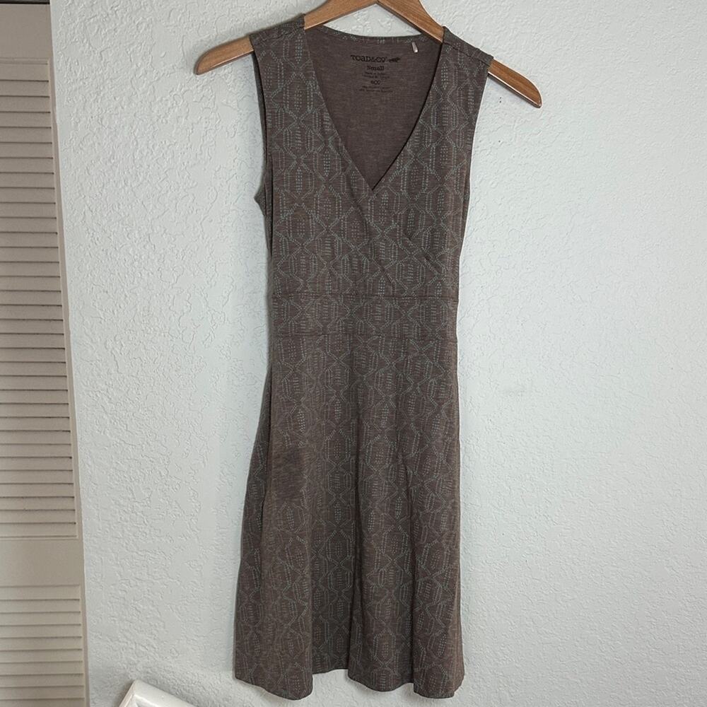 Toad & Co Poppy Cue Faux Wrap Dress Travel Athleisure Errands Vacation Brown